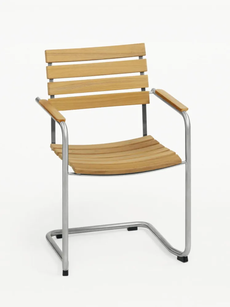 Gartenstuhl Weish�upl PRATO Freischwinger Sessel stapelbar Edelstahl Teak